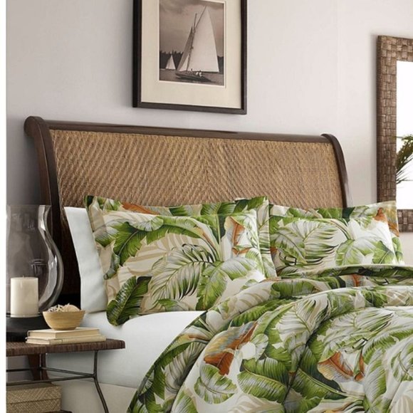 SOLD❗️3pc Set Tommy Bahama Palmiers GREEN 100% Cotton KING Duvet Cover & 2 Shams - Picture 9 of 11